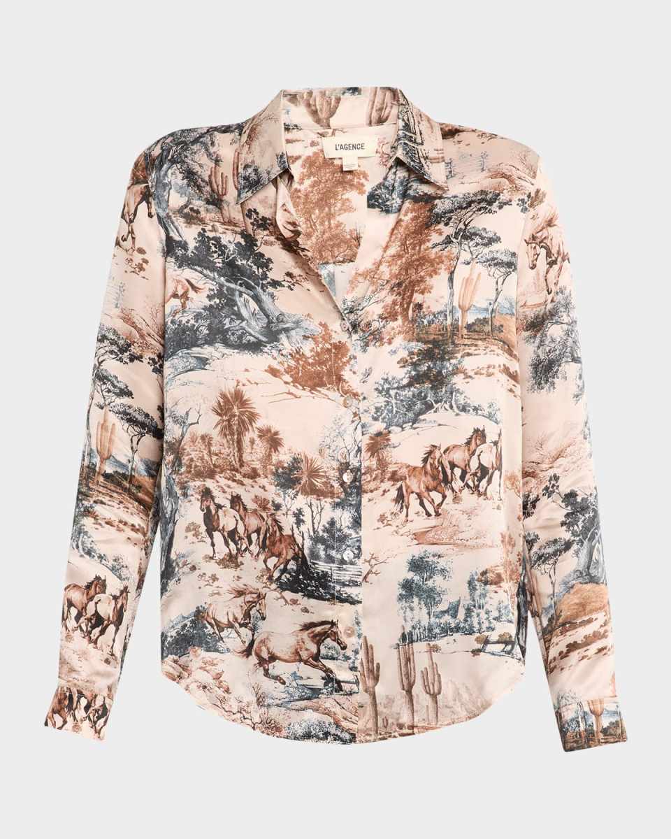 Multi-Western Toile Tyler Silk Blouse